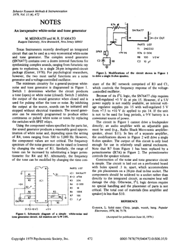 An Inexpensive White-Noise and Tone Generator SN76477