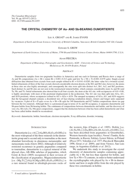 THE CRYSTAL CHEMISTRY of As- and Sb-BEARING DUMORTIERITE