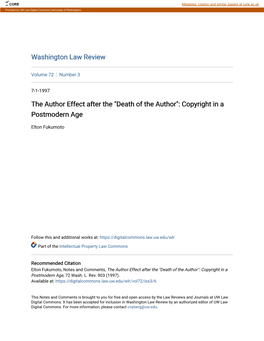 "Death of the Author": Copyright in a Postmodern Age