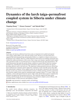 Permafrost Coupled System in Siberia Under Climate Change