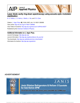 Laser Diode Cavity Ring-Down Spectroscopy Using Acousto-Optic Modulator Stabilization B