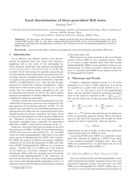 Local Discrimination of Three Generalized Bell States Guojing Tian1 2 ∗