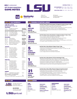 Game Notes Ncaa Final Four 1953 • 1981 • 1986 • 2006