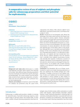 A Comparative Review of Use of Sulphate and Phosphate Salts for Colonoscopy Preparations and Their Potential for Nephrotoxicity