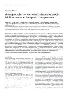 The Major Cholesterol Metabolite Cholestane-3 ,5 ,6