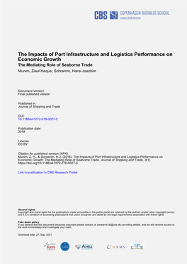 The Impacts of Port Infrastructure and Logistics Performance on Economic Growth the Mediating Role of Seaborne Trade Munim, Ziaul Haque; Schramm, Hans-Joachim