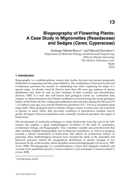 Biogeography of Flowering Plants: a Case Study in Mignonettes (Resedaceae) and Sedges (Carex, Cyperaceae)