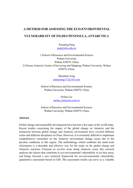 A Method for Assessing the Eco-Environmental Vulnerability Of