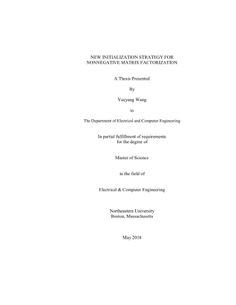 New Initialization Strategy for Nonnegative Matrix Factorization