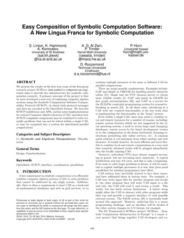 Easy Composition of Symbolic Computation Software: a New Lingua Franca for Symbolic Computation