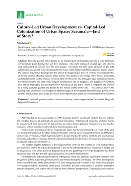 Culture-Led Urban Development Vs. Capital-Led Colonization of Urban Space: Savamala—End of Story?