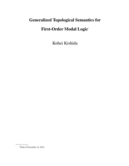 Generalized Topological Semantics for First-Order Modal Logic 205 VI.1