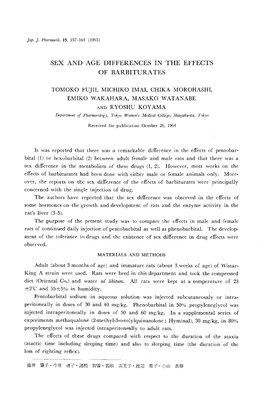 Sex and Age Differences in the Effects of Barbiturates