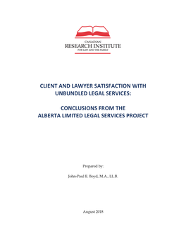 Client and Lawyer Satisfaction with Unbundled Legal Services