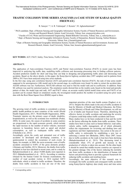 Traffic Collision Time Series Analysis (A Case Study of Karaj–Qazvin Freeway)