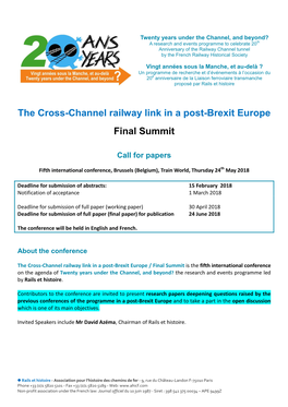 The Cross-Channel Railway Link in a Post-Brexit Europe Final Summit