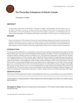 The Throscidae (Coleoptera) of Atlantic Canada