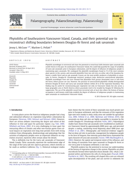 Phytoliths of Southeastern Vancouver Island, Canada, and Their Potential Use to Reconstruct Shifting Boundaries Between Douglas-ﬁr Forest and Oak Savannah