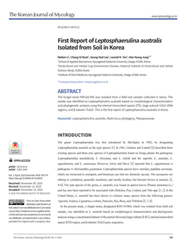 First Report of Leptosphaerulina Australis Isolated from Soil in Korea