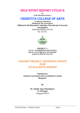 Self Study Report Cycle-II Chishtiya College of Arts