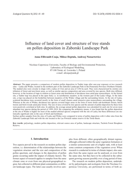 Influence of Land Cover and Structure of Tree Stands on Pollen Deposition in Zaborski Landscape Park