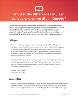 What Is the Difference Between College and University in Canada?