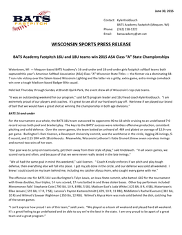 2015 ASA State BATS Press Release V3