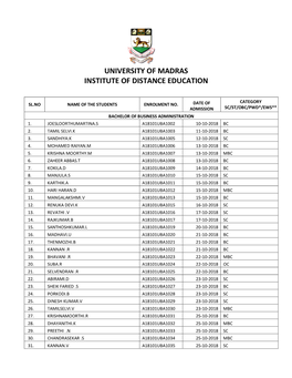 University of Madras Institute of Distance Education