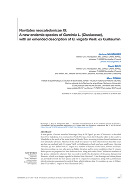 A New Endemic Species of Garcinia L. (Clusiaceae), with an Emended Description of G