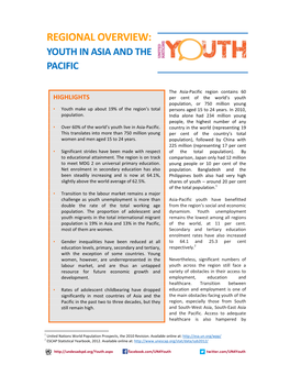 Regional Overview: Youth in Asia and the Pacific