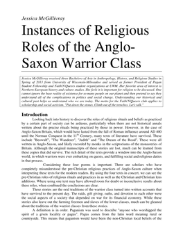 Instances of Religious Roles of the Anglo-Saxon Warrior Class - 2 Persons Or Group