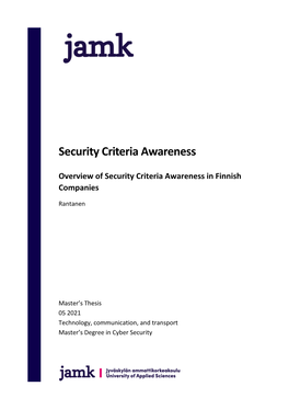 Security Criteria Awareness