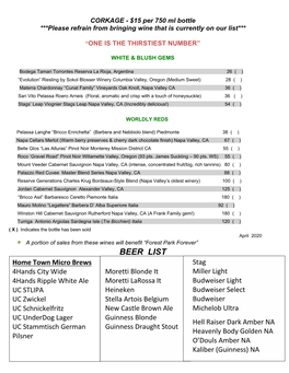 Lorusso's Wine List