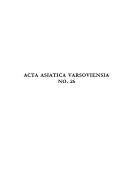 Acta Asiatica Varsoviensia No. 26 Acta Asiatica Varsoviensia