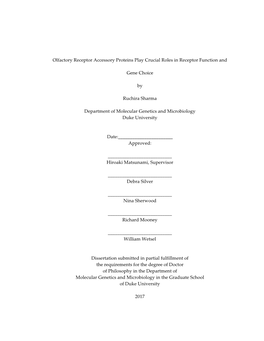 Olfactory Receptor Accessory Proteins Play Crucial Roles in Receptor Function And