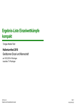 Ergebnis-Liste Einzelwettkämpfe Kompakt