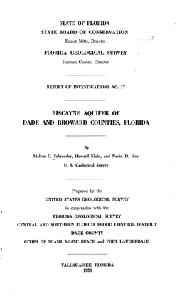 Biscayne Aquifer of Dade and Broward Counties, Florida