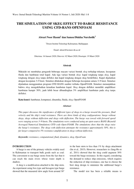 The Simulation of Skeg Effect to Barge Resistance Using Cfd-Rans Openfoam