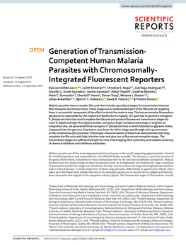 Competent Human Malaria Parasites with Chromosomally