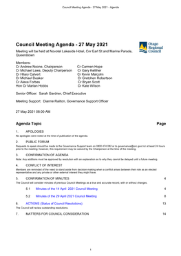 Council Meeting Agenda - 27 May 2021 - Agenda