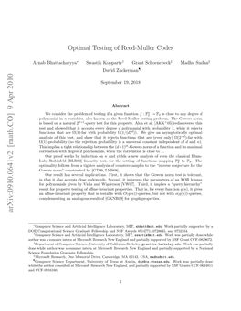 Optimal Testing of Reed-Muller Codes