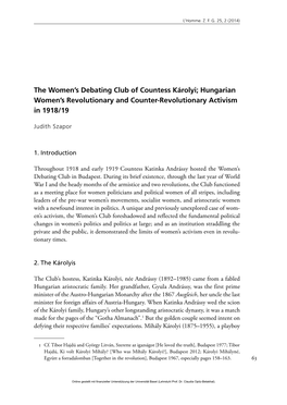 The Women's Debating Club of Countess Károlyi