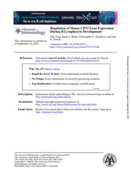 During B Lymphocyte Development Regulation of Mouse CD72 Gene