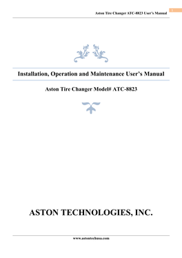 Installation, Operation and Maintenance User's Manual