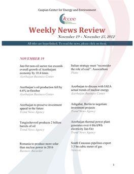 Weekly News Review November 19 – November 25, 2012