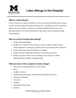 Latex Allergy in the Hospital