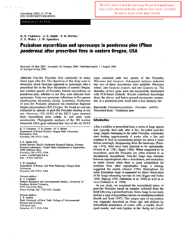 Pezizalean Mycorrhizas and Sporocarps in Ponderosa Pine (Pinus Ponderosa) After Prescribed Fires in Eastern Oregon, USA