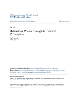 Poems Through the Prism of Proscription Kayla Ahmed SIT Study Abroad