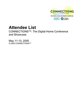 Attendee List CONNECTIONS™: the Digital Home Conference and Showcase