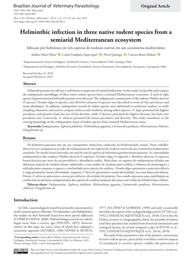 Helminthic Infection in Three Native Rodent Species from a Semiarid